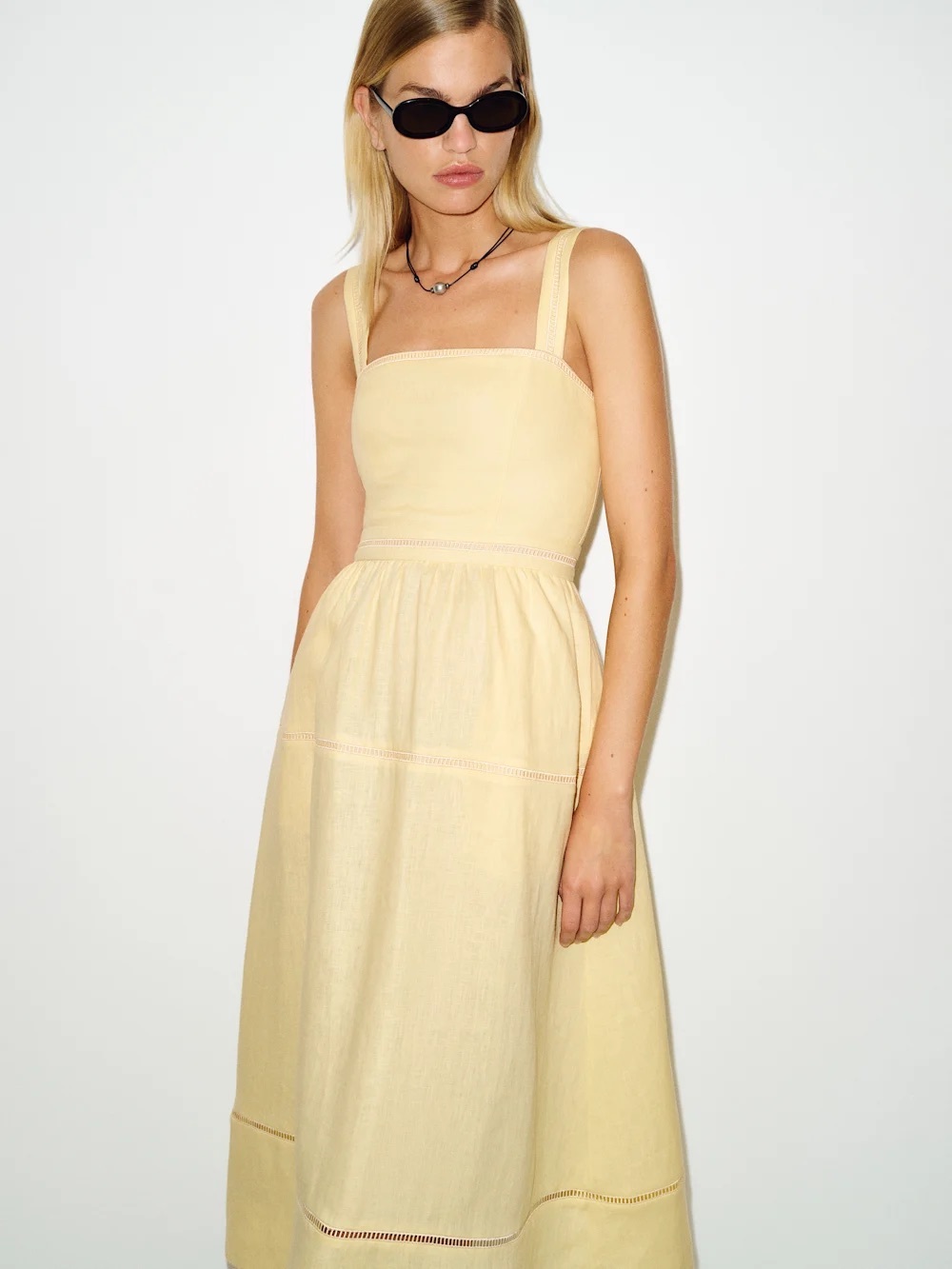 NEW Reformation Everett Linen Sleeveless Midi Dress in Ray of Light Size 2